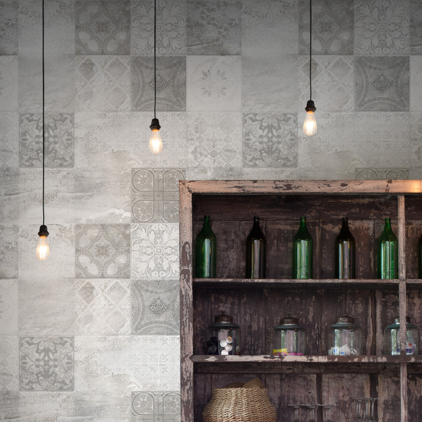 Tapet cu model de mozaic vintage, Parlour (Vintage Tile) - Feathr