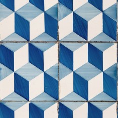 Tapet designer Lisbon (Portuguese Tile), Blue - Feathr