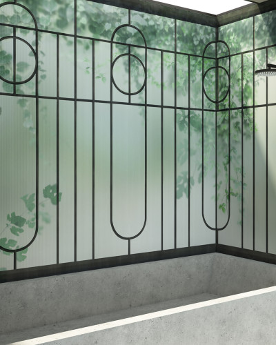 Tapet modern cu design geometric și accente botanice