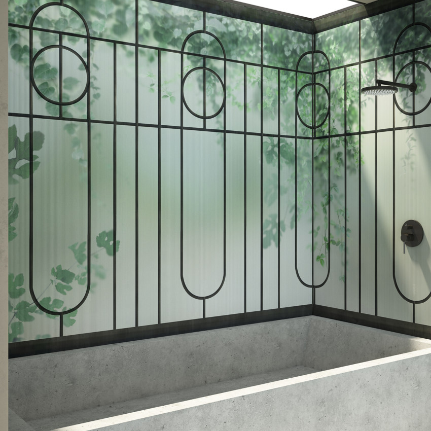 Tapet modern cu design geometric și accente botanice