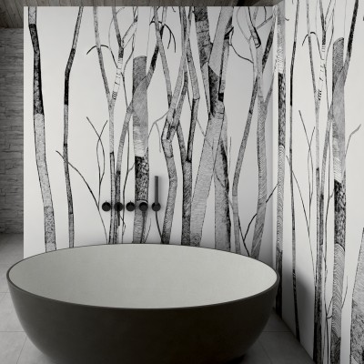 pentru baie cu design abstract de ramuri subțiri
