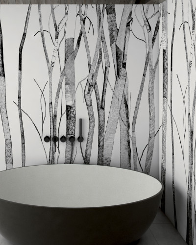 pentru baie cu design abstract de ramuri subțiri