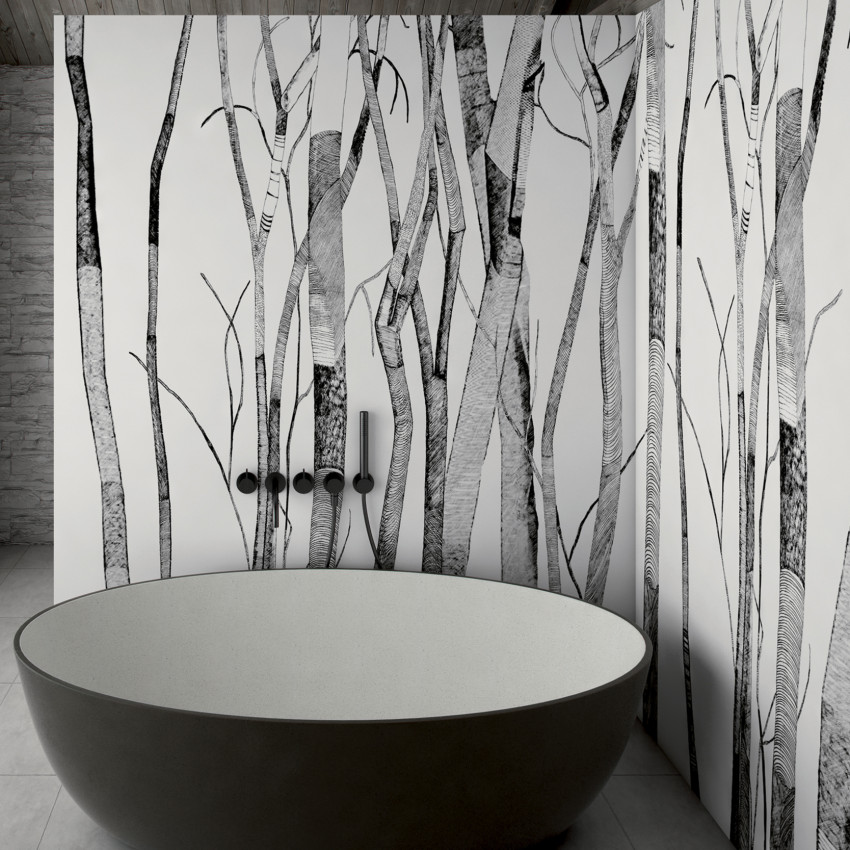 pentru baie cu design abstract de ramuri subțiri
