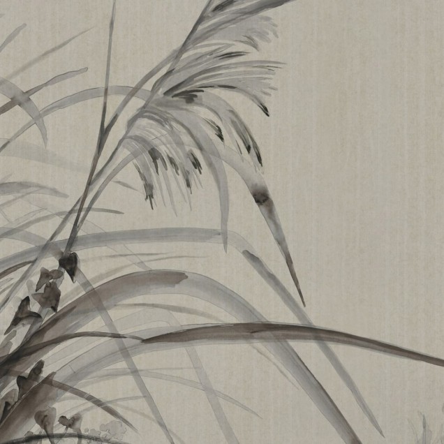 Wallpaper minimalist cu design de plante, tonuri neutre.