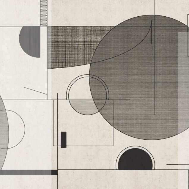 Tapet abstract cu design geometric minimalist în nuanțe de gri și negru
