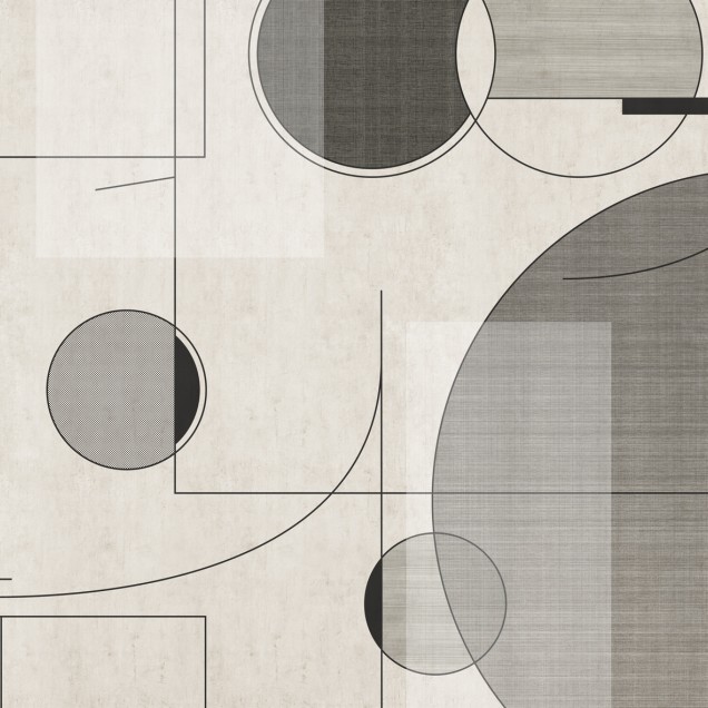 Tapet abstract cu design geometric minimalist în nuanțe de gri și negru