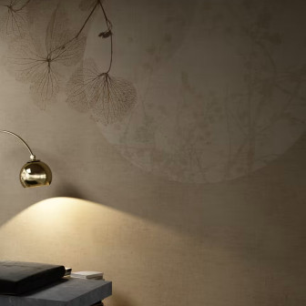 Tapet cu design floral bej, stil zen
