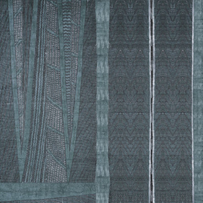 Fototapet cu design geometric și texturi fine în nuanțe de albastru-verde