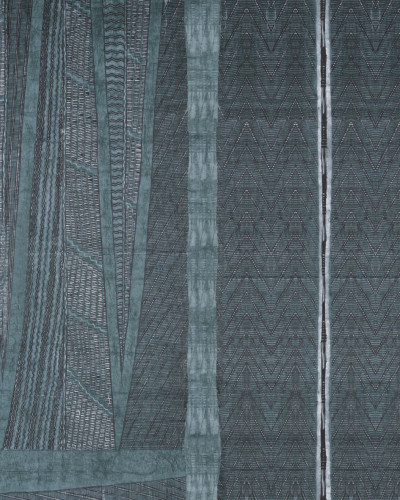 Fototapet cu design geometric și texturi fine în nuanțe de albastru-verde