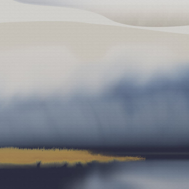 Fototapet cu design abstract în nuanțe de albastru și auriu