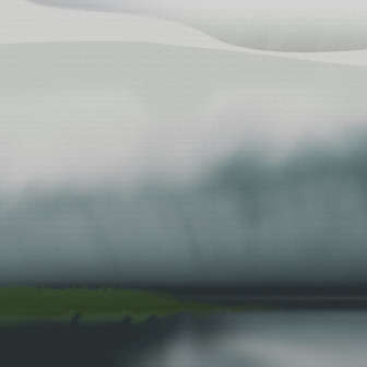 Fototapet cu peisaj artistic în tonuri de verde și gri