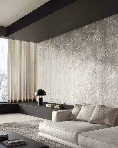 Tapet floral elegant într-un interior modern