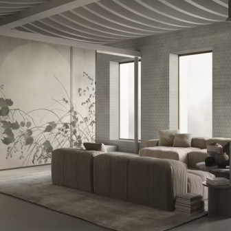 Fototapet cu design floral elegant in living