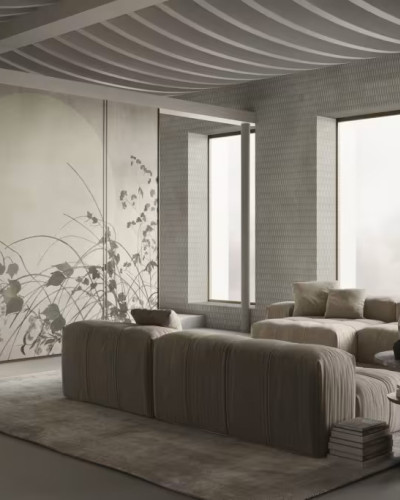 Fototapet cu design floral elegant in living