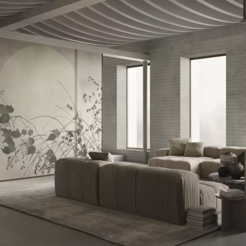 Fototapet cu design floral elegant in living