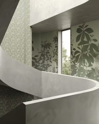 Fototapet cu design floral și frunze verzi