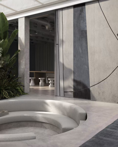 Tapet decorativ cu design filigranat în interior modern