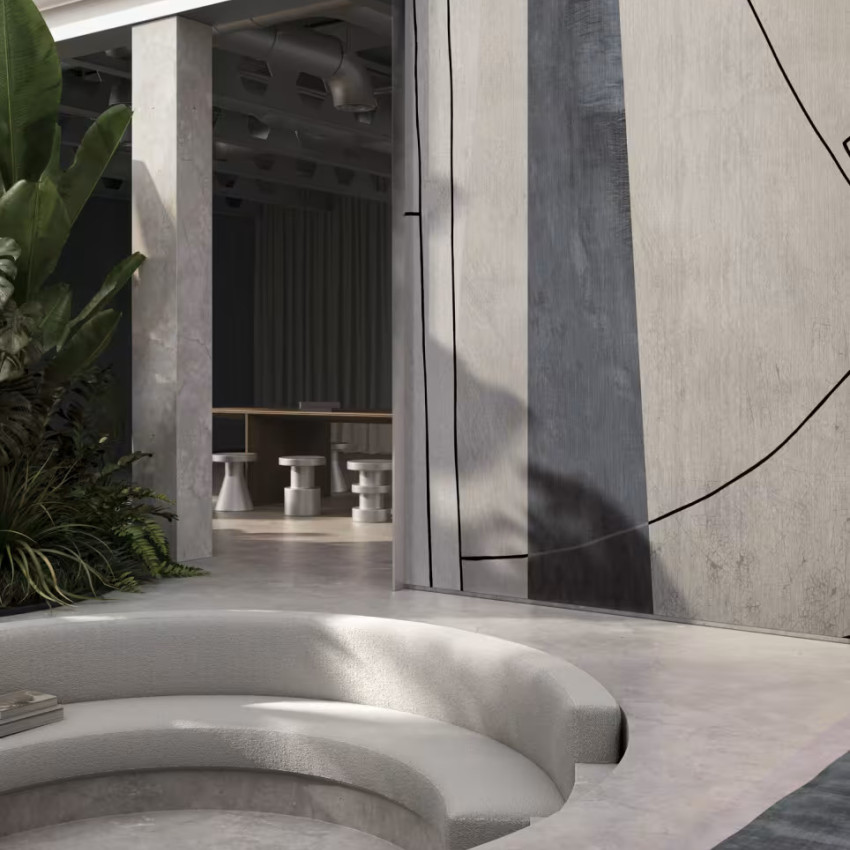 Tapet decorativ cu design filigranat în interior modern