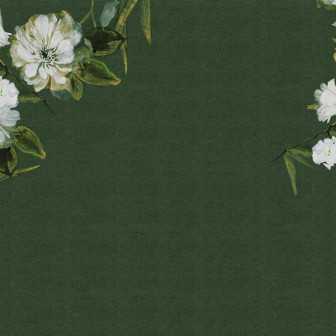 Fototapet floral cu flori albe pe fundal verde