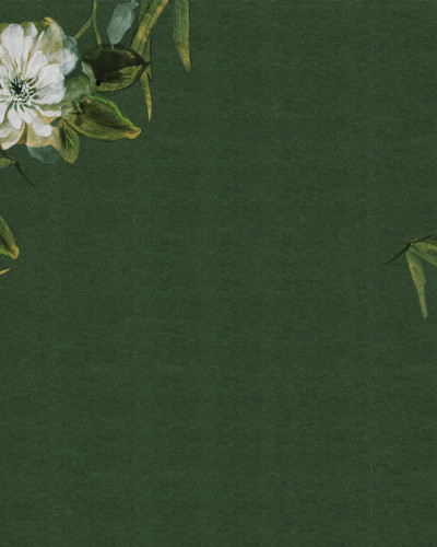 Fototapet floral cu flori albe pe fundal verde