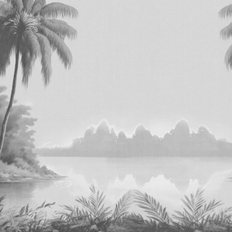 Fototapet cu peisaj lacustru monocrom