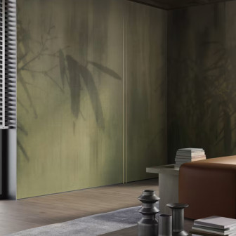 Tapet cu design abstract de frunze verzi