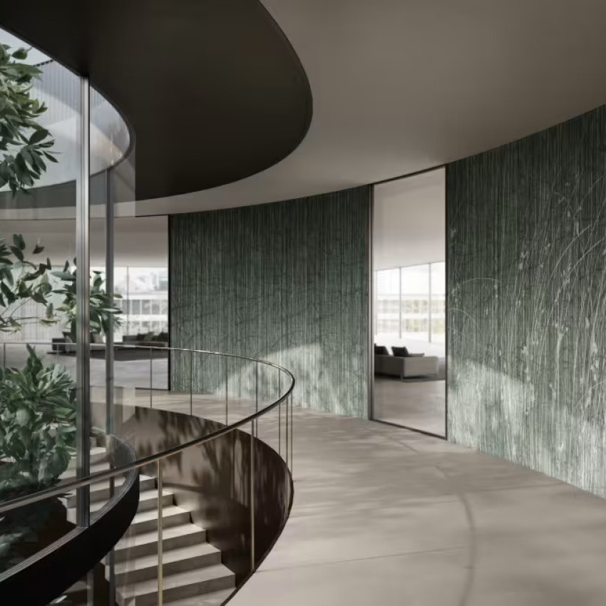 Tapet decorativ cu design elegant, verde cu detalii fine