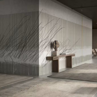 Tapet cu design artistic, linii negre pe fundal gri