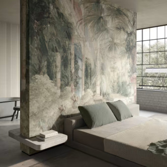 Fototapet cu design floral și arhitectural