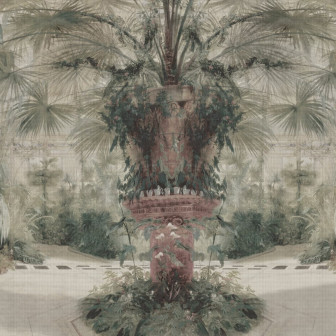 Fototapet cu design floral și arhitectural