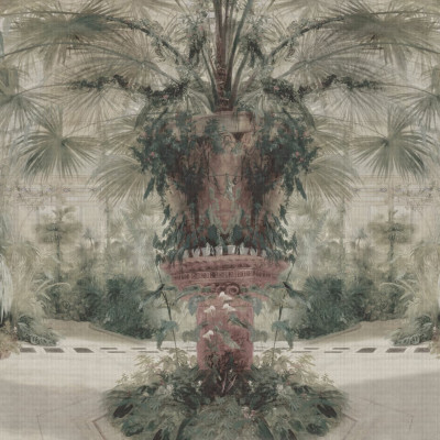 Fototapet cu design floral și arhitectural