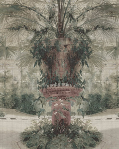 Fototapet cu design floral și arhitectural