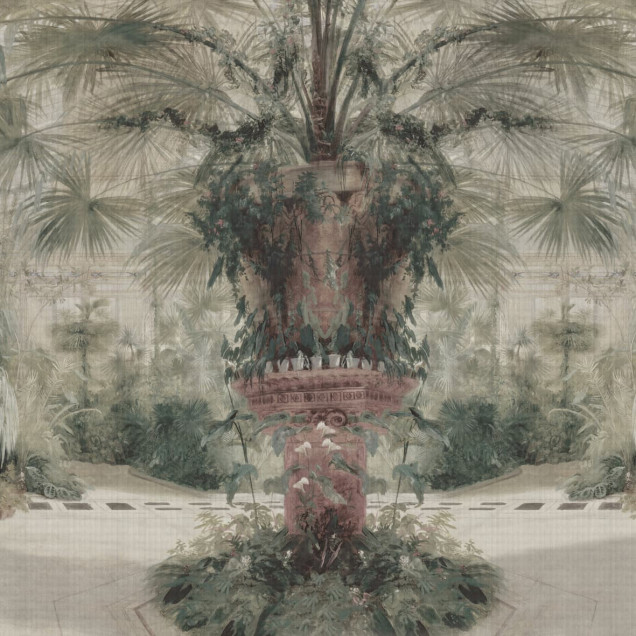 Fototapet cu design floral și arhitectural