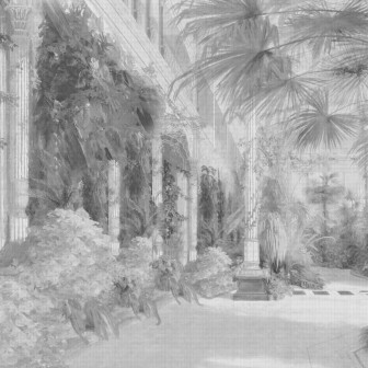 Tapet cu design botanic în nuanțe de gri