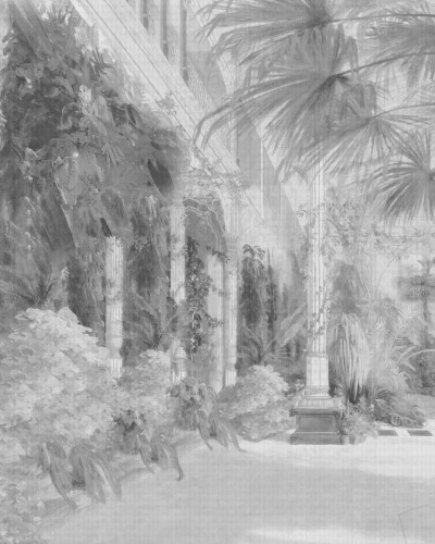 Tapet cu design botanic în nuanțe de gri