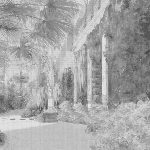 Tapet cu design botanic în nuanțe de gri