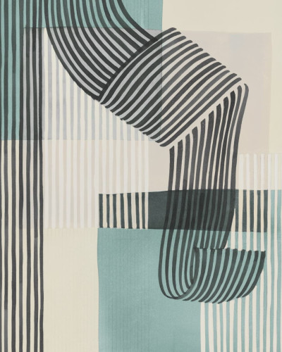 Tapet decorativ cu model abstract de linii și volute