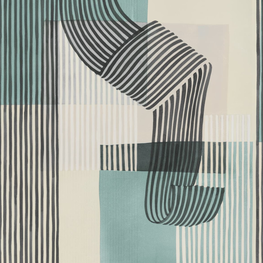 Tapet decorativ cu model abstract de linii și volute