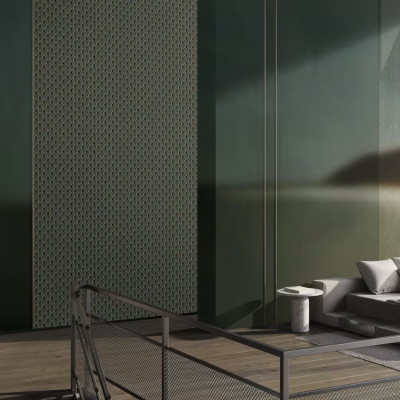 Tapet verde smarald cu model geometric