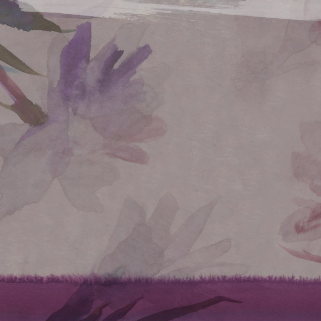 Fototapet floral cu nuanțe de mov și roz, design elegant