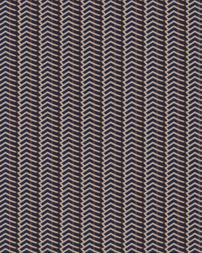 Tapet cu model geometric vertical in culori bleumarin, bej si ocru