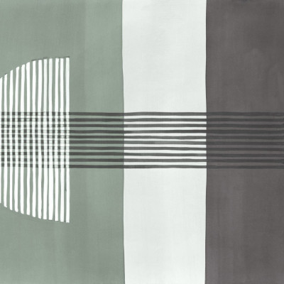 Tapet abstract geometric în nuanțe de gri și verde, cu linii paralele.