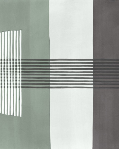 Tapet abstract geometric în nuanțe de gri și verde, cu linii paralele.