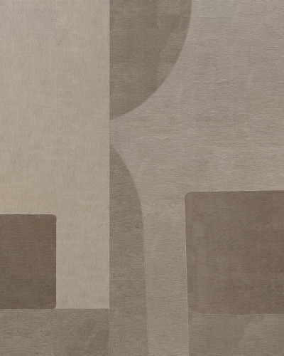 Tapet Luserna, Varianta 1, cu design abstract modern în nuanțe de bej și crem, într-un spațiu de locuit contemporan.