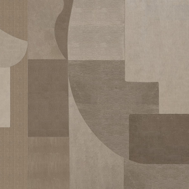 Tapet Luserna, Varianta 1, cu design abstract modern în nuanțe de bej și crem, într-un spațiu de locuit contemporan.