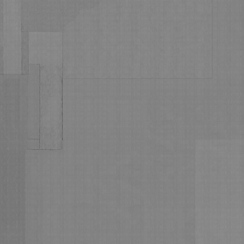 Tapet cu un design geometric modern, în nuanțe de gri, cu forme dreptunghiulare suprapuse.
