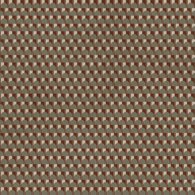 Tapet cu frunze tropicale și design abstract în culori calde.