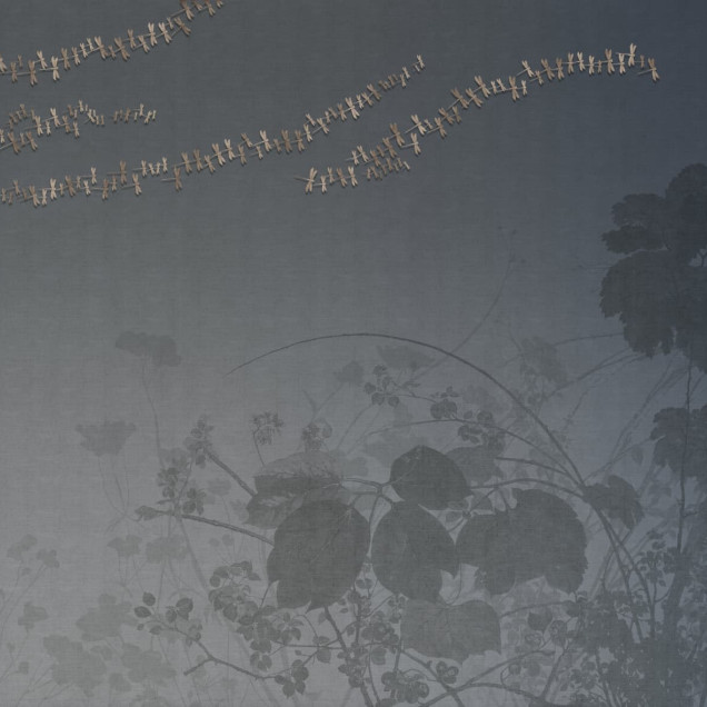 Tapet decorativ cu libelule și design floral