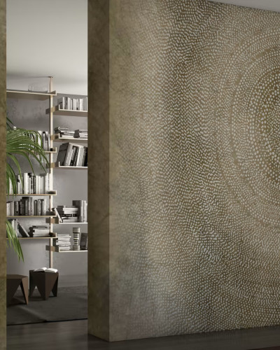 Wallpaper Soul, varianta 1, cu model minimalist alb pe fond maro