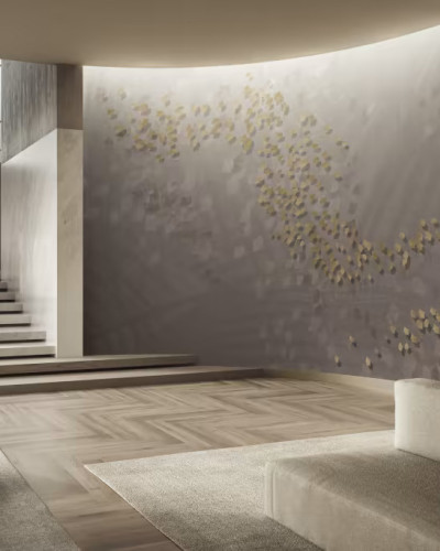 Tapet modern cu design minimalist, cu accente aurii delicate